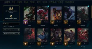 Diamante 1 com 45 Champs e 7 Skins