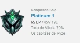 Conta Lol Smurf Platina 1 70% Winrate MMR D1