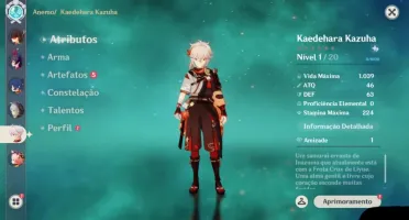 CONTA AR 38 DILUC+VENTI+KAZUHA E KEQING COM 2 FALCAO