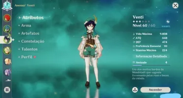 CONTA AR 38 DILUC+VENTI+KAZUHA E KEQING COM 2 FALCAO