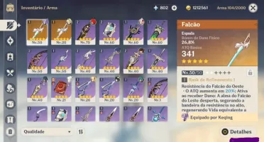 CONTA AR 38 DILUC+VENTI+KAZUHA E KEQING COM 2 FALCAO