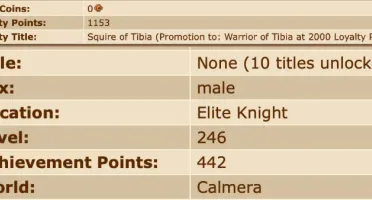 Knight Tibia Global - Level 246 - Skill 106 - Mundo Calmera