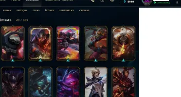 Conta lol ouro 4 272 skins e all champs RARA