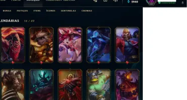 Conta lol ouro 4 272 skins e all champs RARA