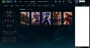 Conta lol ouro 4 272 skins e all champs RARA