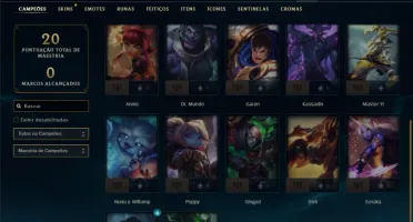 Conta Mestre com 22 Champs e 1 Skin + 13 Fragmentos