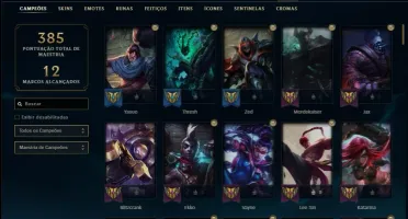 Conta ouro 4 com 52 skins e 115 champs