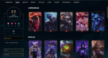 Conta ouro 4 com 52 skins e 115 champs