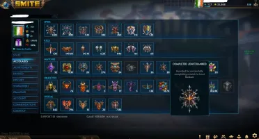 Conta smite lvl 159, todas t5 limitadas, 777 skins