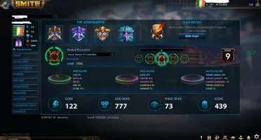 Conta smite lvl 159, todas t5 limitadas, 777 skins