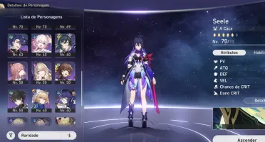 Nível 62. Seele, Kafka, Blade, Jing Yaun, Himeko E2, Clara,