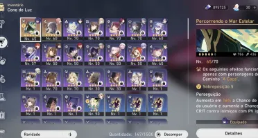 Nível 62. Seele, Kafka, Blade, Jing Yaun, Himeko E2, Clara,
