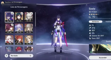 Nível 62. Seele, Kafka, Blade, Jing Yaun, Himeko E2, Clara,