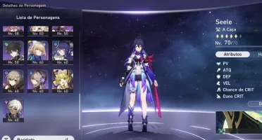 Nível 62. Seele, Kafka, Blade, Jing Yaun, Himeko E2, Clara,