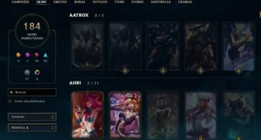 conta league of legends diamante 4, 184 skins