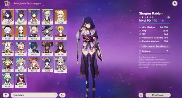AR 53 - Raiden C2, Ayaka e Qiqi + Harpa e Elegia