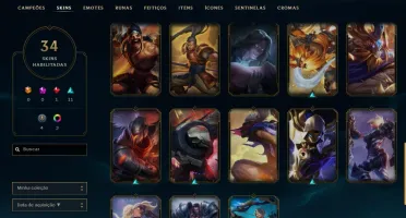 Vendo conta lol Ouro IV Season 8 48 campeões e 34 skins