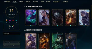 Vendo conta lol Ouro IV Season 8 48 campeões e 34 skins