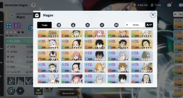 Conta end game, todos os melhores personagens.