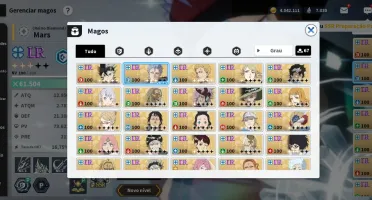 Conta end game, todos os melhores personagens.