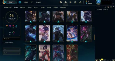 CONTA DIAMANTE LOL quase todos campeões 96 skins