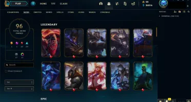CONTA DIAMANTE LOL quase todos campeões 96 skins