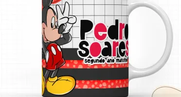Kit Personalizado Mickey: Etiquetas, Caneca e Toalhinha