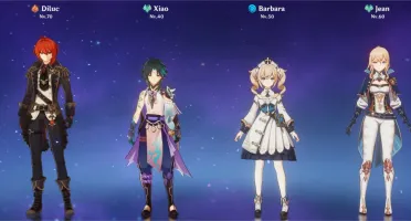 AR41 Diluc + Jean + Xiao e outros personagens 4 estrelas