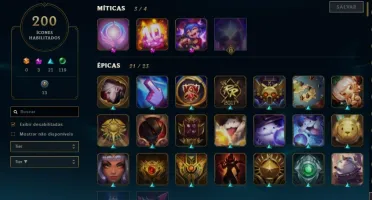 Conta LOL 195 Skins + 200 Icones + Chromas, conta de 2014