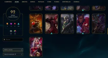 CONTA LOL LV 224 -Todos os campeões, 74k de essência