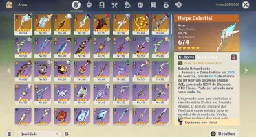 Genshin AR 58 - 16 Personagens e 8 Armas 5 Estrelas