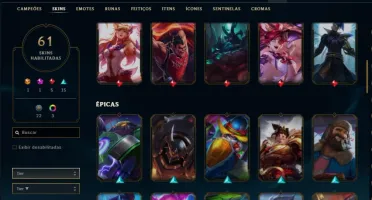 Conta prata 4 com 62 skins e 117 champs