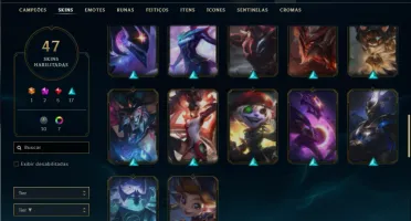 Unranked com TODOS os champs e 47 Skins +1 Prestigio