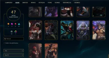 Unranked com TODOS os champs e 47 Skins +1 Prestigio