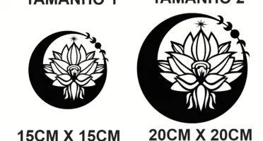 Quadro Flor da Lua em MDF Preto