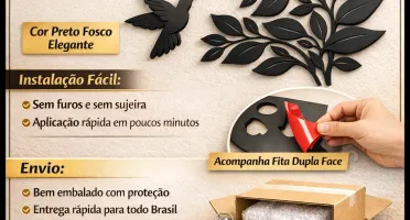 Quadro Flor da Lua em MDF Preto