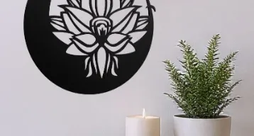 Quadro Flor da Lua em MDF Preto