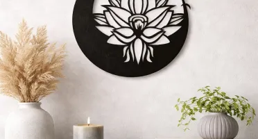 Quadro Flor da Lua em MDF Preto