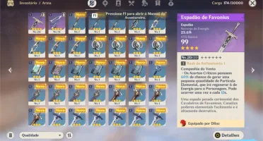 GENSHIN IMPACT - DILUC COM ARMA 4 ESTRELAS PARA DILUC E +