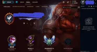 CONTA DIAMANTE 5 TODOS OS CHAMPS + 69 SKINS
