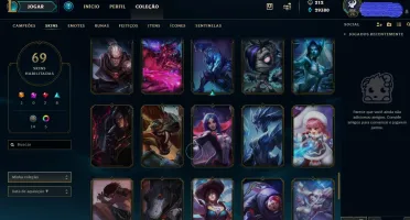 CONTA DIAMANTE 5 TODOS OS CHAMPS + 69 SKINS