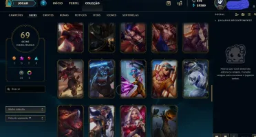 CONTA DIAMANTE 5 TODOS OS CHAMPS + 69 SKINS