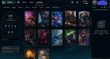 CONTA DIAMANTE 5 TODOS OS CHAMPS + 69 SKINS