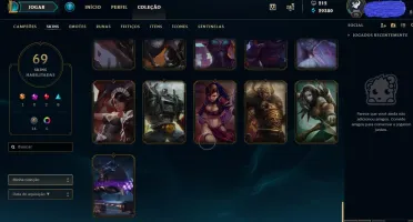 CONTA DIAMANTE 5 TODOS OS CHAMPS + 69 SKINS
