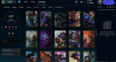 CONTA DIAMANTE 5 TODOS OS CHAMPS + 69 SKINS