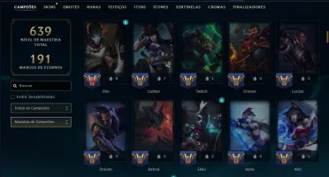 Unranked com TODOS os Champs e 309 Skins ( MID / ADC / JG )