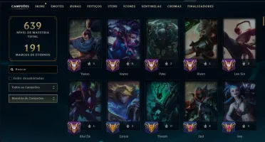 Unranked com TODOS os Champs e 309 Skins ( MID / ADC / JG )