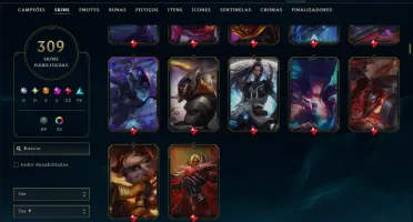 Unranked com TODOS os Champs e 309 Skins ( MID / ADC / JG )