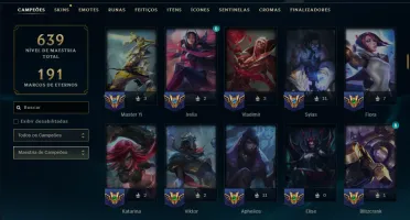 Unranked com TODOS os Champs e 309 Skins ( MID / ADC / JG )