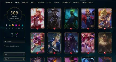 Unranked com TODOS os Champs e 309 Skins ( MID / ADC / JG )